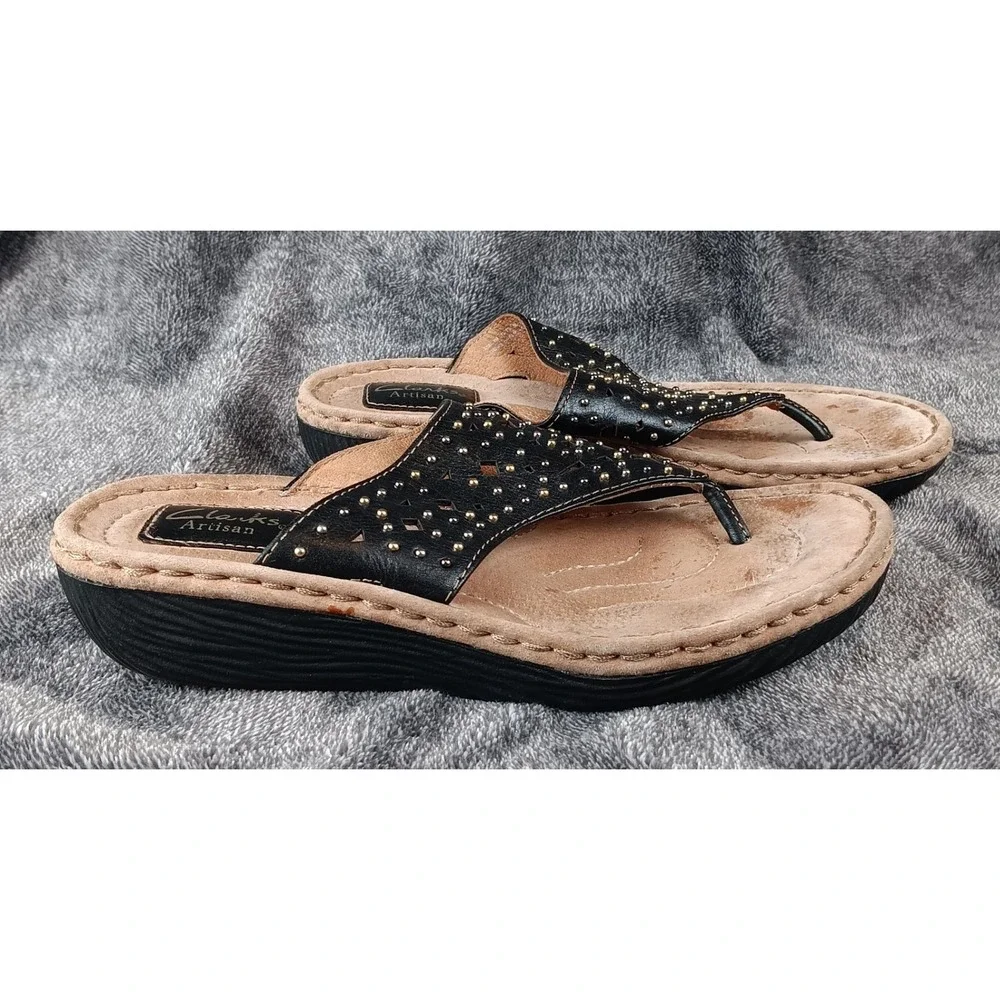 Clarks black studded